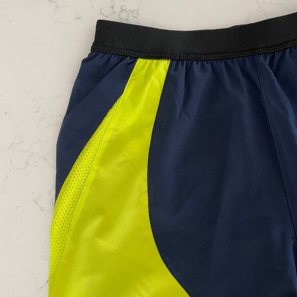 Reebok Athletic HT3711 Pull On Running Shorts Navy + Florescent Yellow Sz S NWT - Picture 3 of 12
